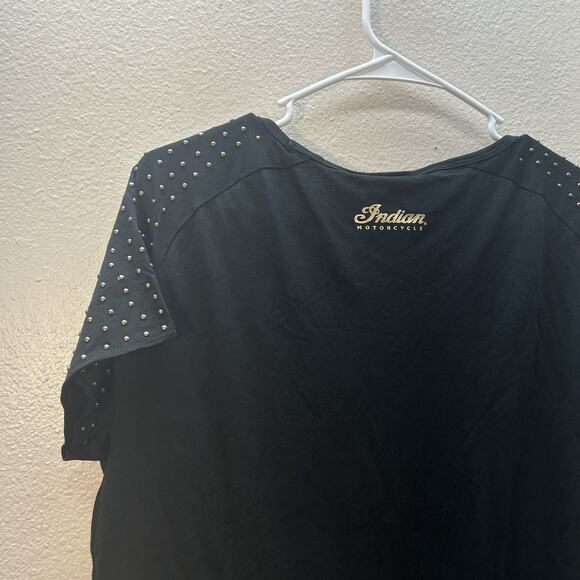 Indian Motorcycle tee shirt Women's SZ L Biker Studded Short Sleeve Scoop Neck - Picture 6 of 6